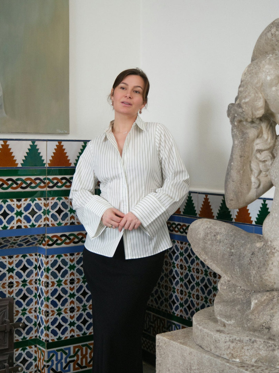 Neo Noir - Caroli Stripe Shirt 166107 - 723 - Dusty Green Skjorter 