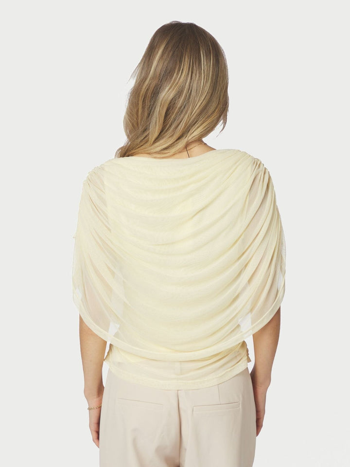 Neo Noir - Cottuna Drapy Mesh Top 167205 - 191 - Light Yellow Toppe 