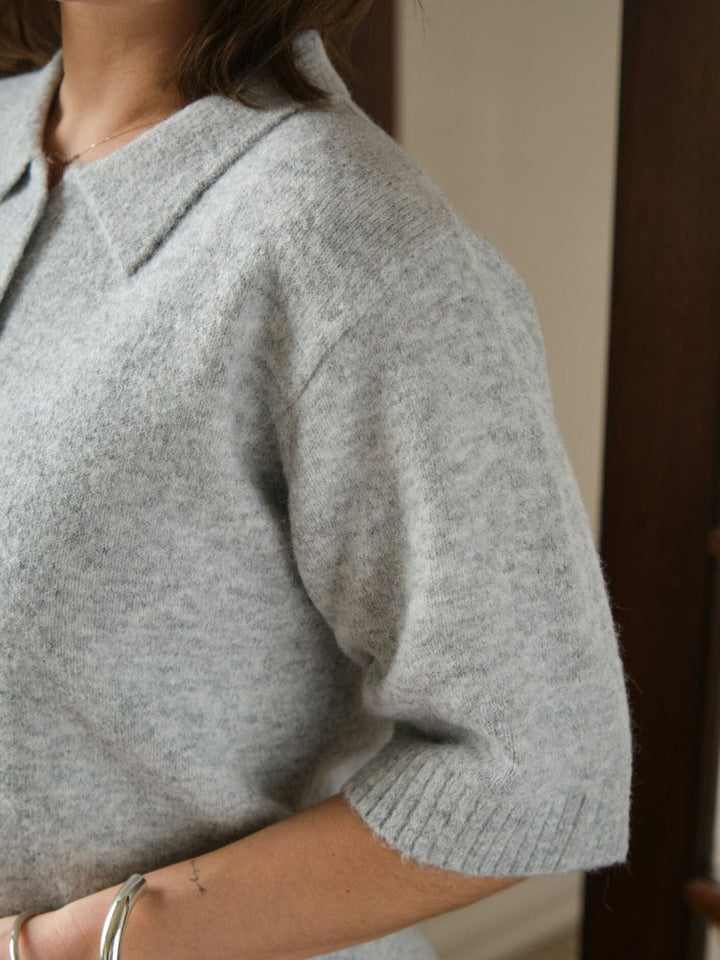 Neo Noir - Cunna Knit Blouse 166251 - 103 - Light Grey Melange Bluser 