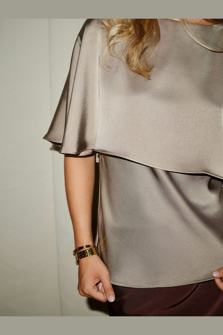 Neo Noir - Danira Heavy Sateen Top 171564 - 811 - Dark Taupe