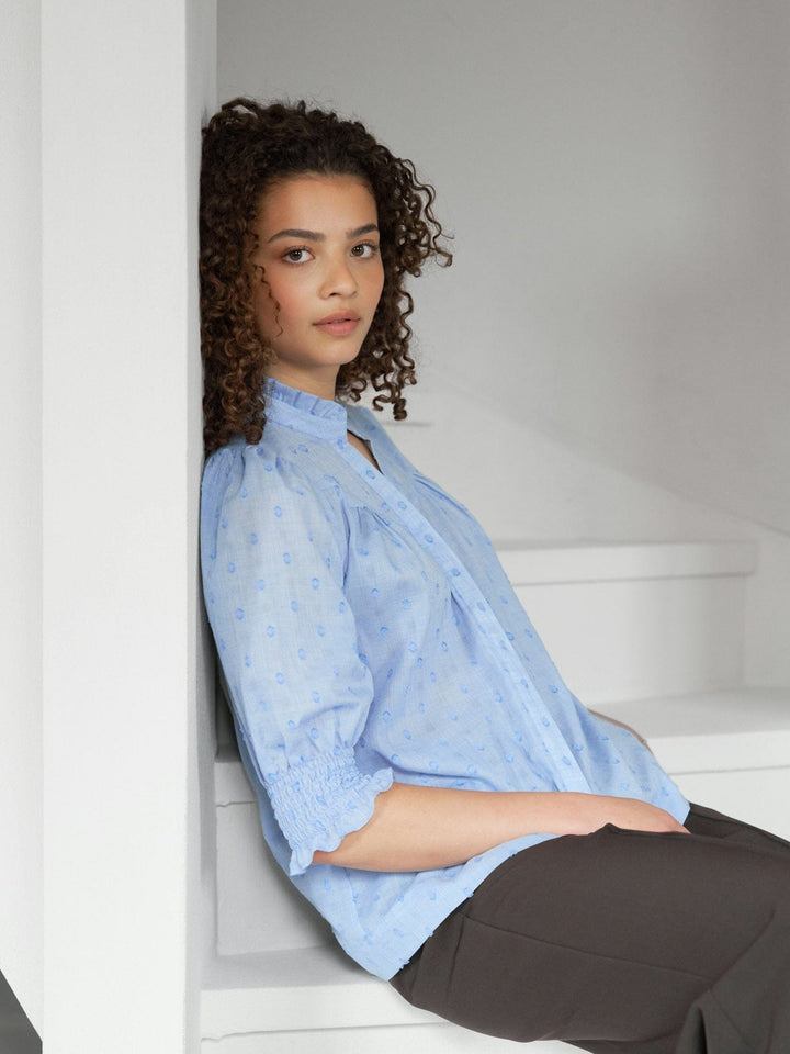 Neo Noir - Diana Dobby S Blouse 167750 - 145 - Light Blue Bluser 