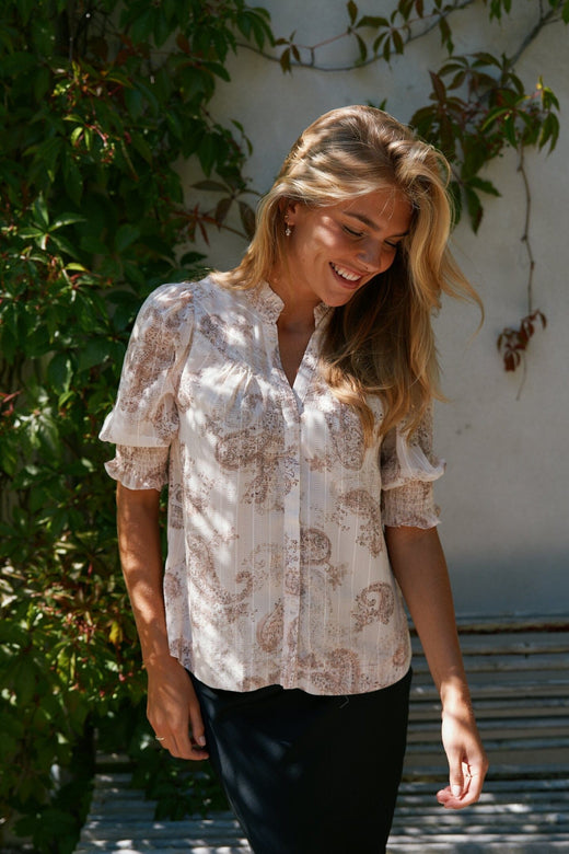 Neo Noir - Diana Faded Paisley Blouse 169967 - 213 - Sand Bluser 