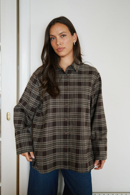 Neo Noir - Dita Flannel Check Shirt 171676 - 210 - Brown Skjorter 