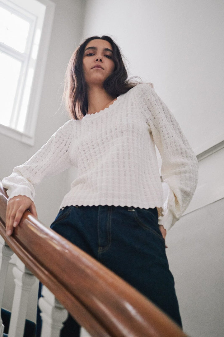 Neo Noir - Dito Solid Knit Blouse 164625 - Off White