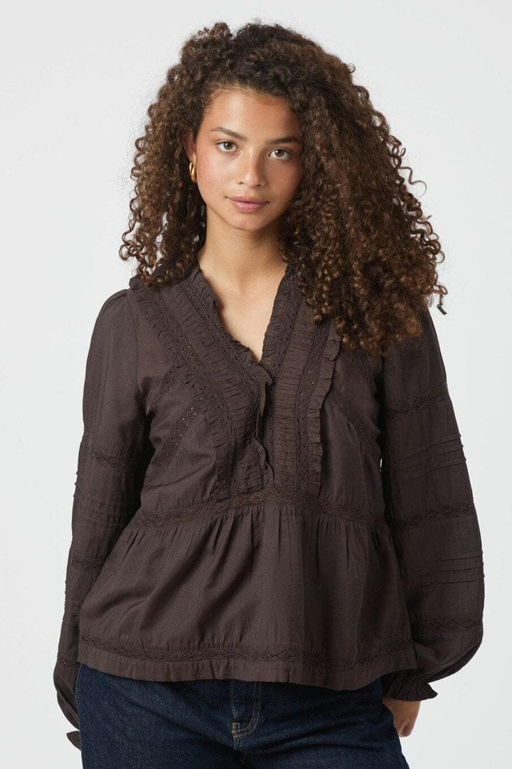 Neo Noir - Elfie Blouse 166694 - 676 - Dark Brown