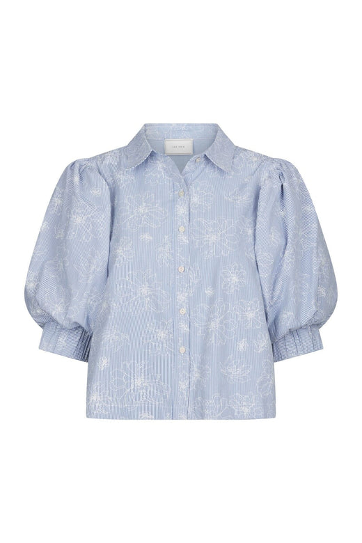 Neo Noir - Etta Flower Stripe Shirt 169706 - 145 - Light Blue
