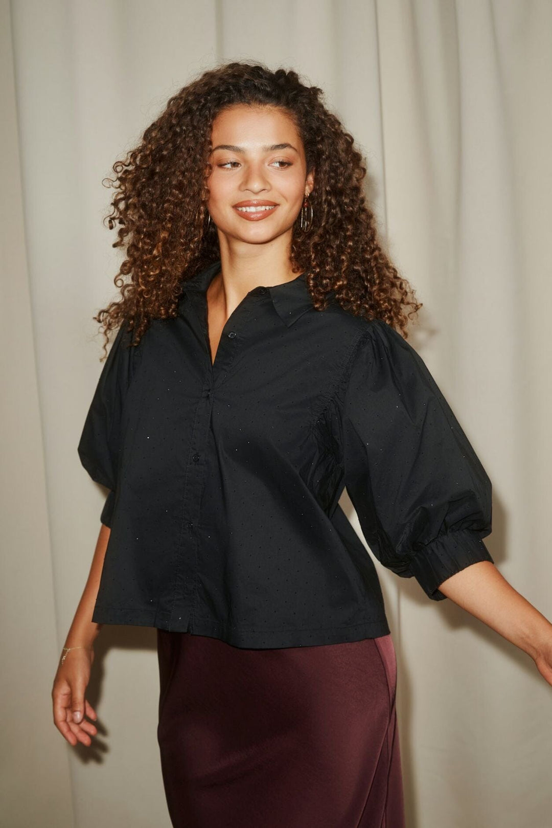 Neo Noir - Etta Poplin Bedazz Shirt 170771 - 100 - Black Skjorter 