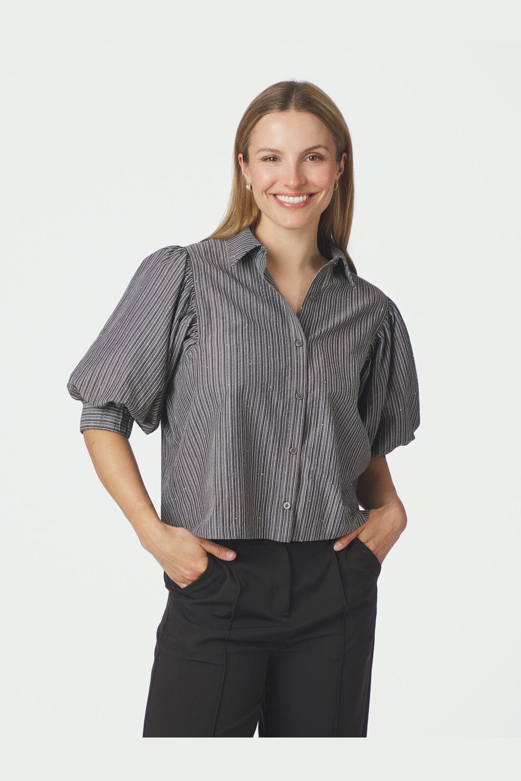 Neo Noir - Etta Stripe B Shirt 169544 - 104 - Dark Grey