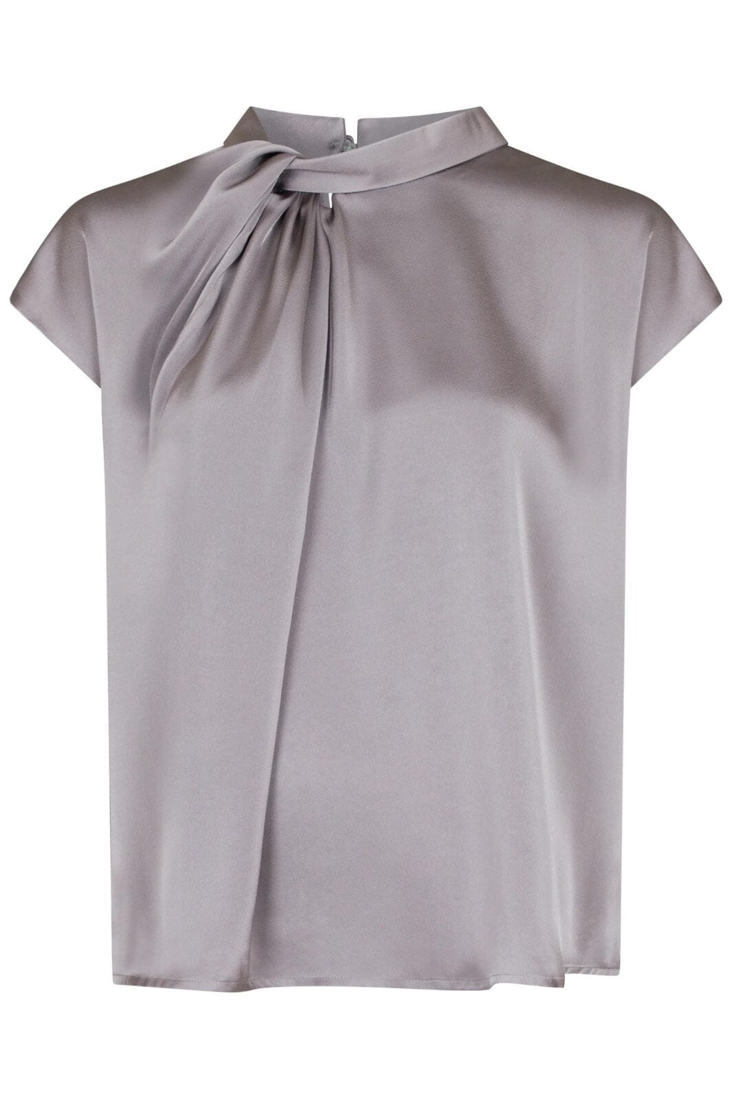 Neo Noir - Fleur Drapy Satin Blouse - 130 Grey