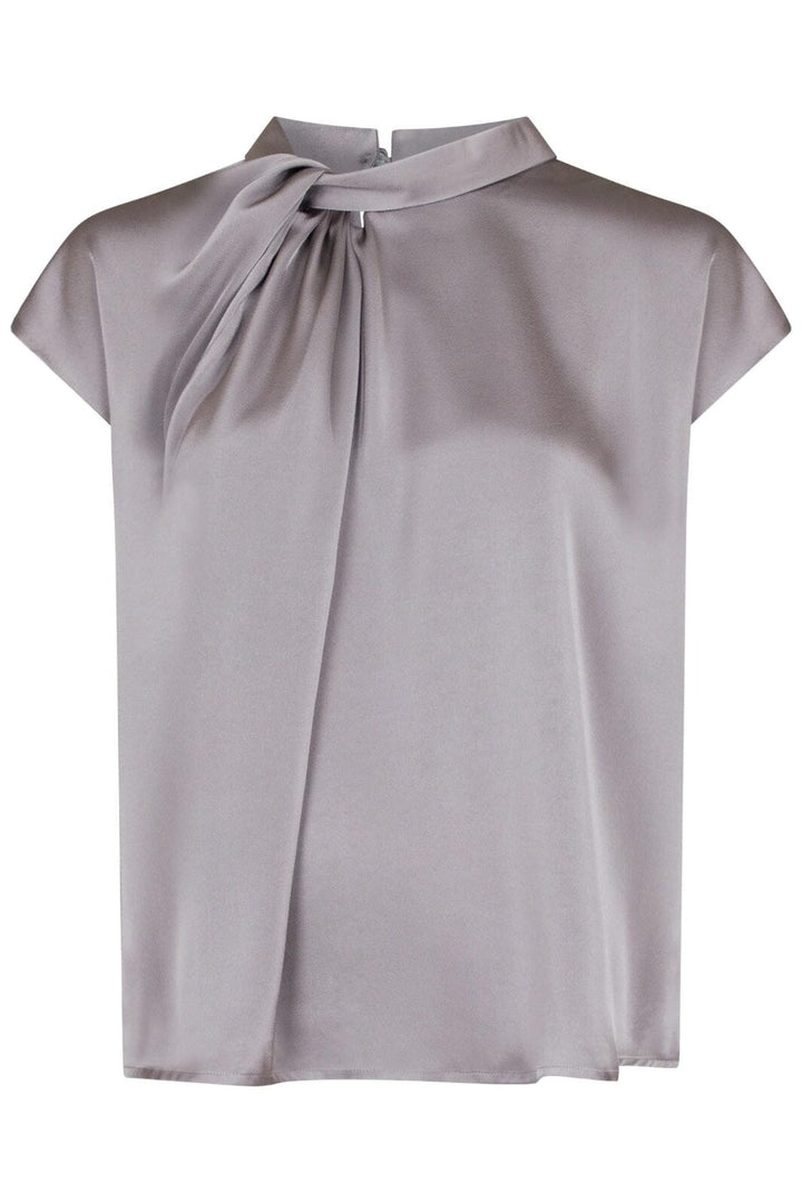 Neo Noir - Fleur Drapy Satin Blouse - 130 Grey