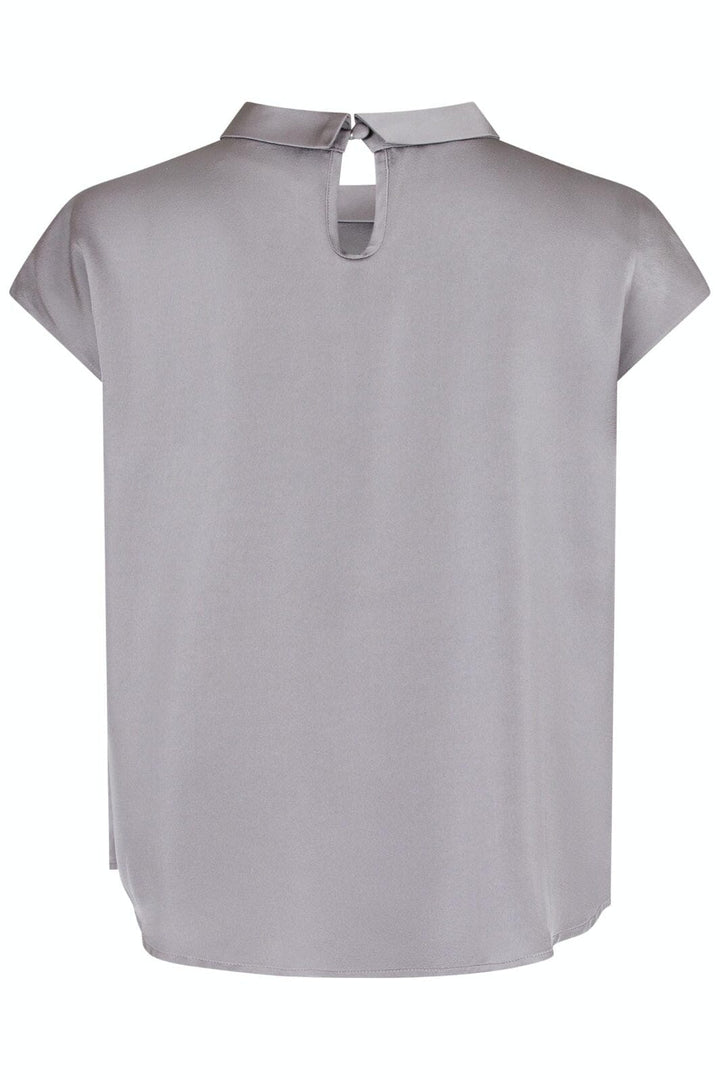 Neo Noir - Fleur Drapy Satin Blouse - 130 Grey