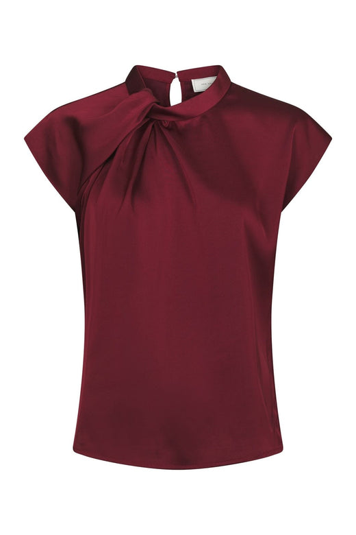Neo Noir - Fleur Drapy Satin Blouse 160990 - 174 - Burgundy