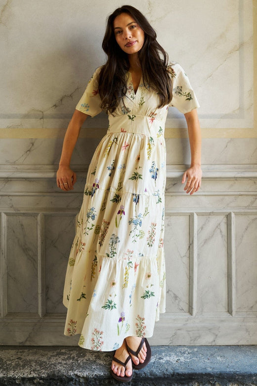 Neo Noir - Gardena Flower Rank Dress 167972 - 121 - Off White Kjoler 