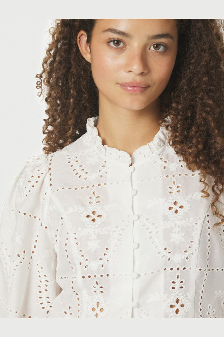 Neo Noir - Gilda Embroidery Blouse 167828 - 120 - White