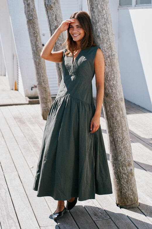 Neo Noir - Halise Poplin Dress 169068 - 151 - Army Kjoler 