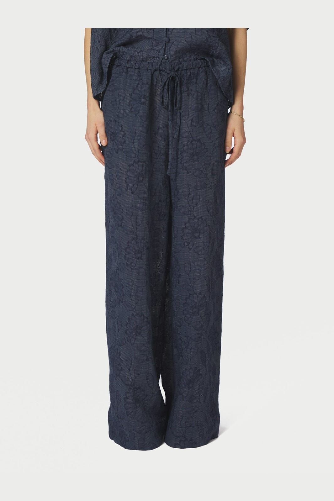 Neo Noir - Heifa Flower Stripe Pants 168495 - 534 - Dark Blue