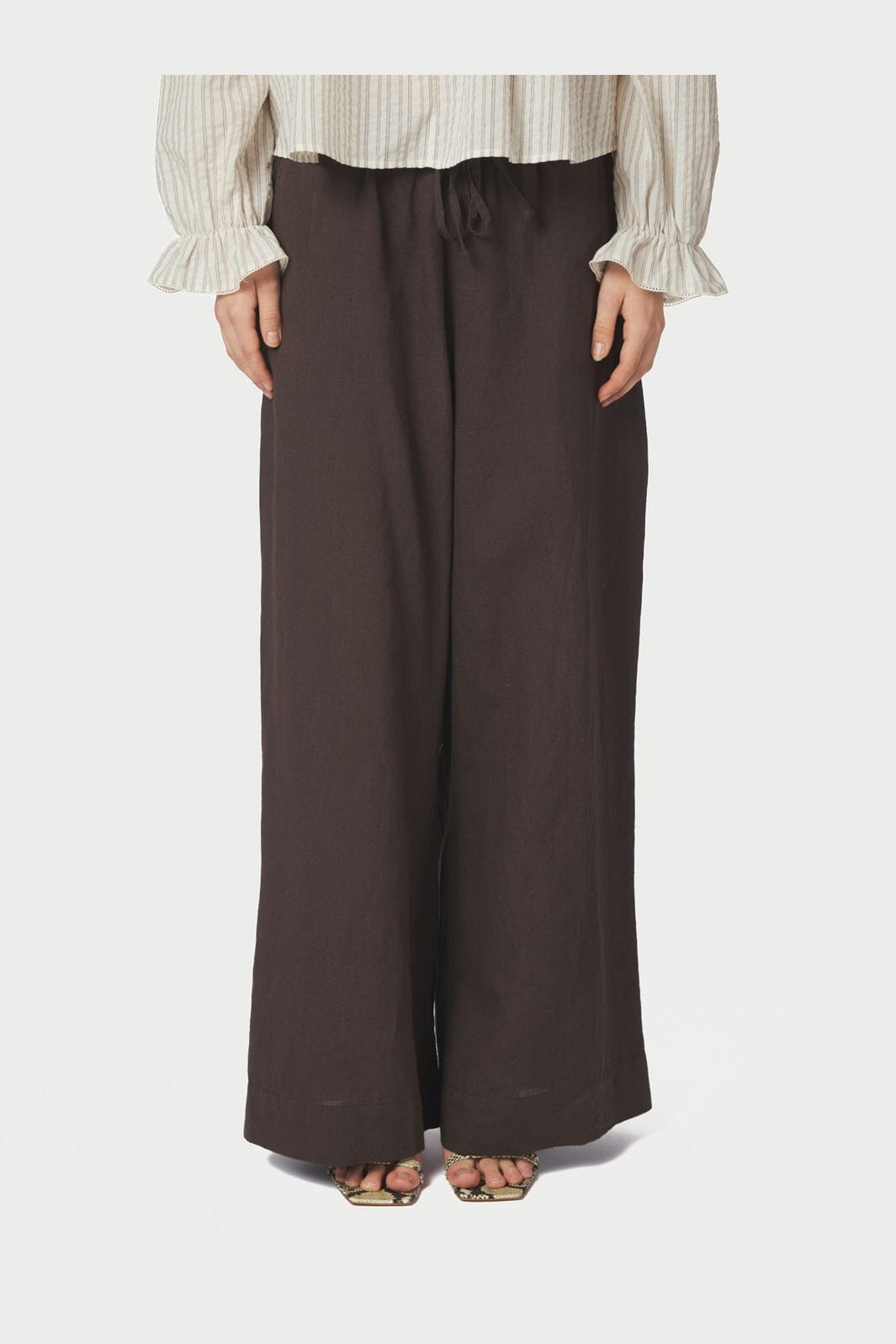 Neo Noir - Heifa Linen Pants 167698 - 676 - Dark Brown