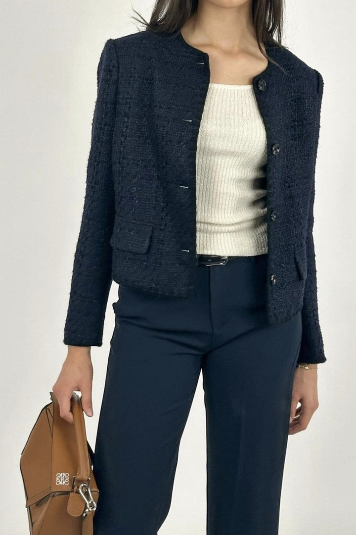 Neo Noir - Helina Heavy Boucle Jacket - Navy