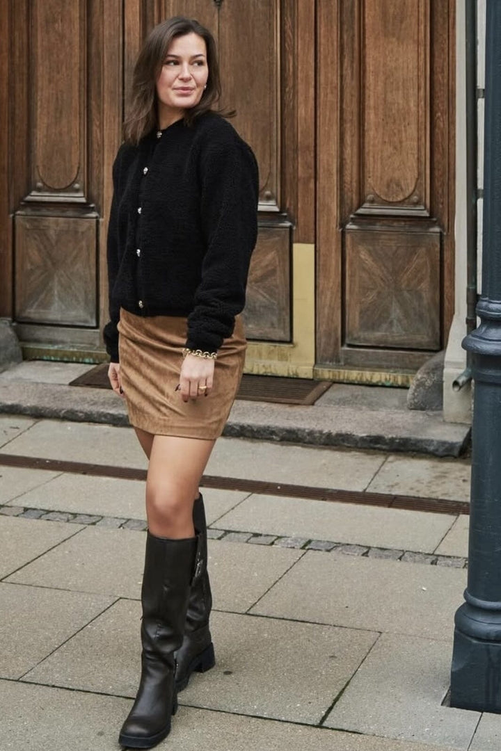 Neo Noir - Hemie Faux Suede Skirt 164554 - Cognac