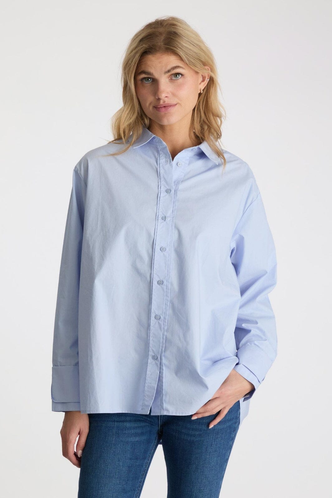 Neo Noir - Hesther Poplin Shirt - Light Blue