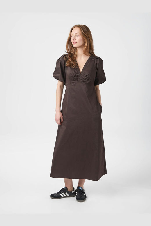 Neo Noir - Illana Poplin Dress 160660 - 584 - Chocolate Brown