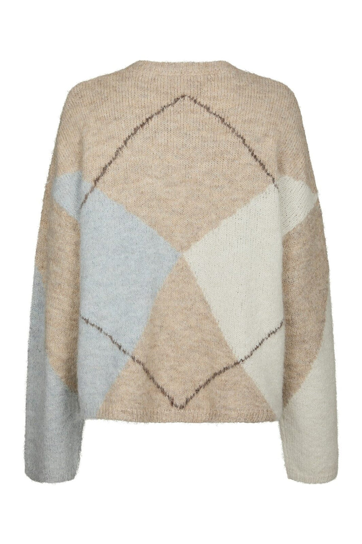 Neo Noir - Inga Check Fluff Knit Blouse 165205 - 976 - Beige Melange