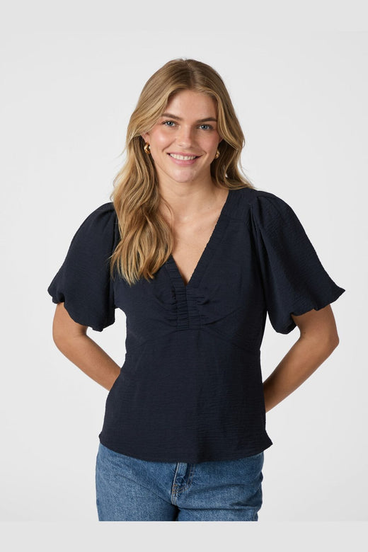 Neo Noir - Irina Structure Blouse 165910 - 141 - Navy