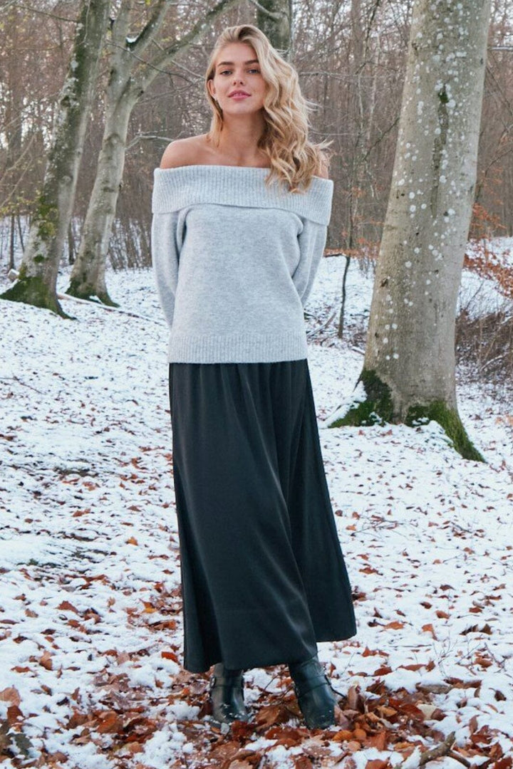 Neo Noir - Jane Knit Blouse 162643 - Light Grey Melange