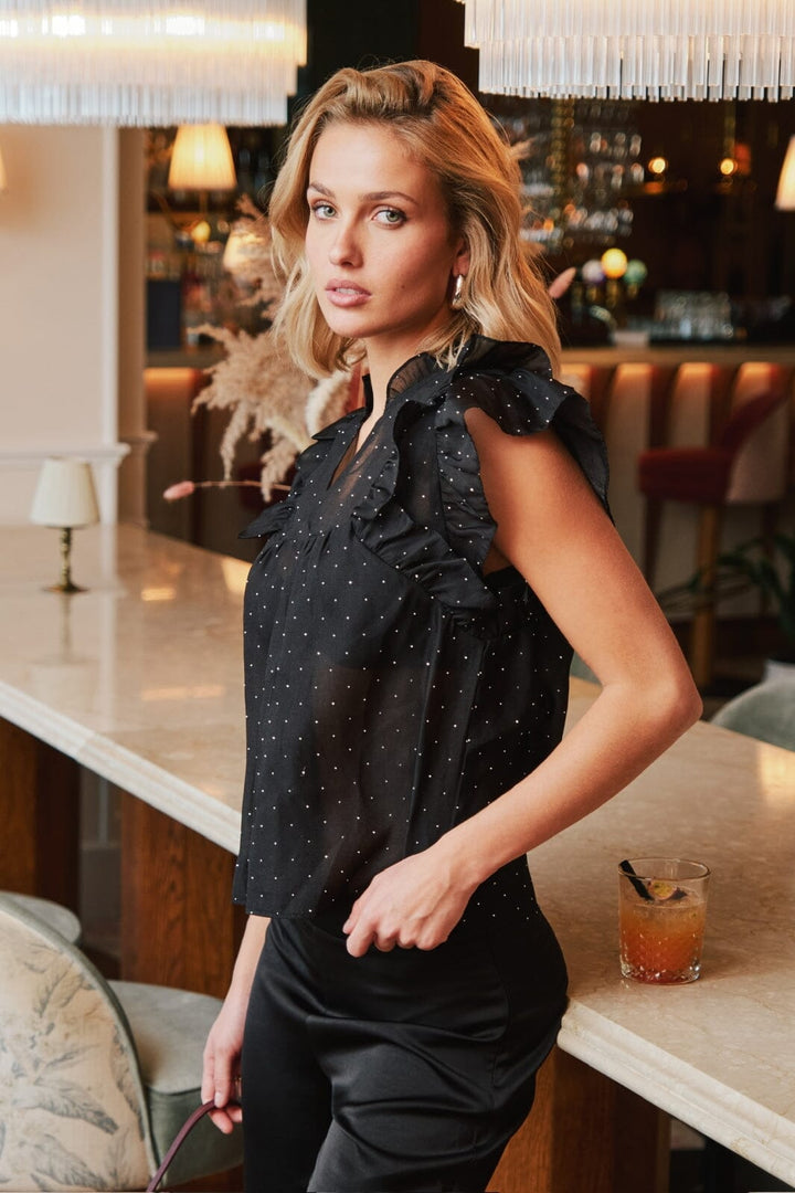 Neo Noir - Jayla Bedazzled Top - Black