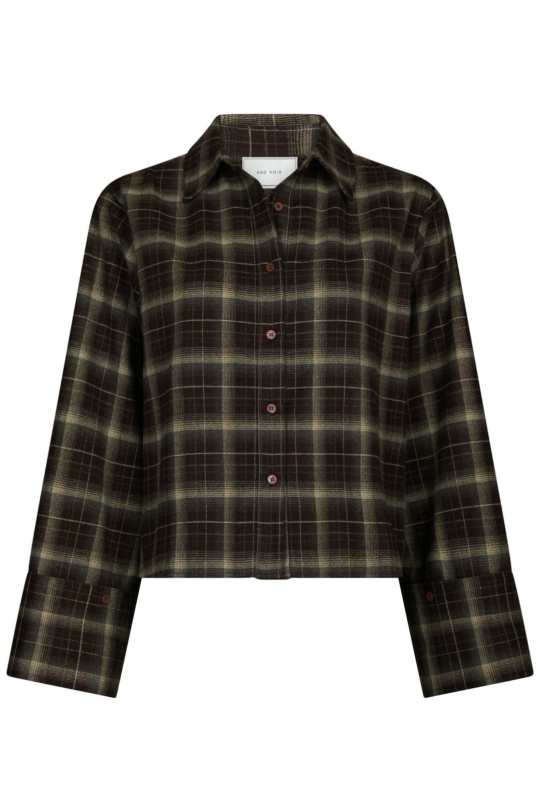 Neo Noir - Jaylin Flannel Check Shirt 171705 - 676 - Dark Brown Skjorter 