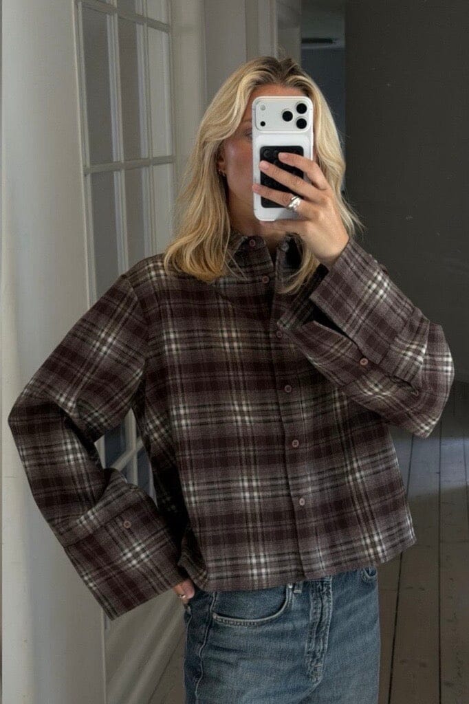 Neo Noir - Jaylin Flannel Check Shirt 171705 - 811 - Dark Taupe Skjorter 