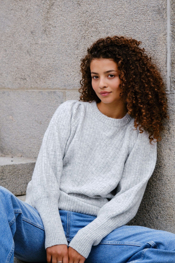 Neo Noir - Kelsey Knit Blouse 164539 - 103 - Light Grey Melange Bluser 