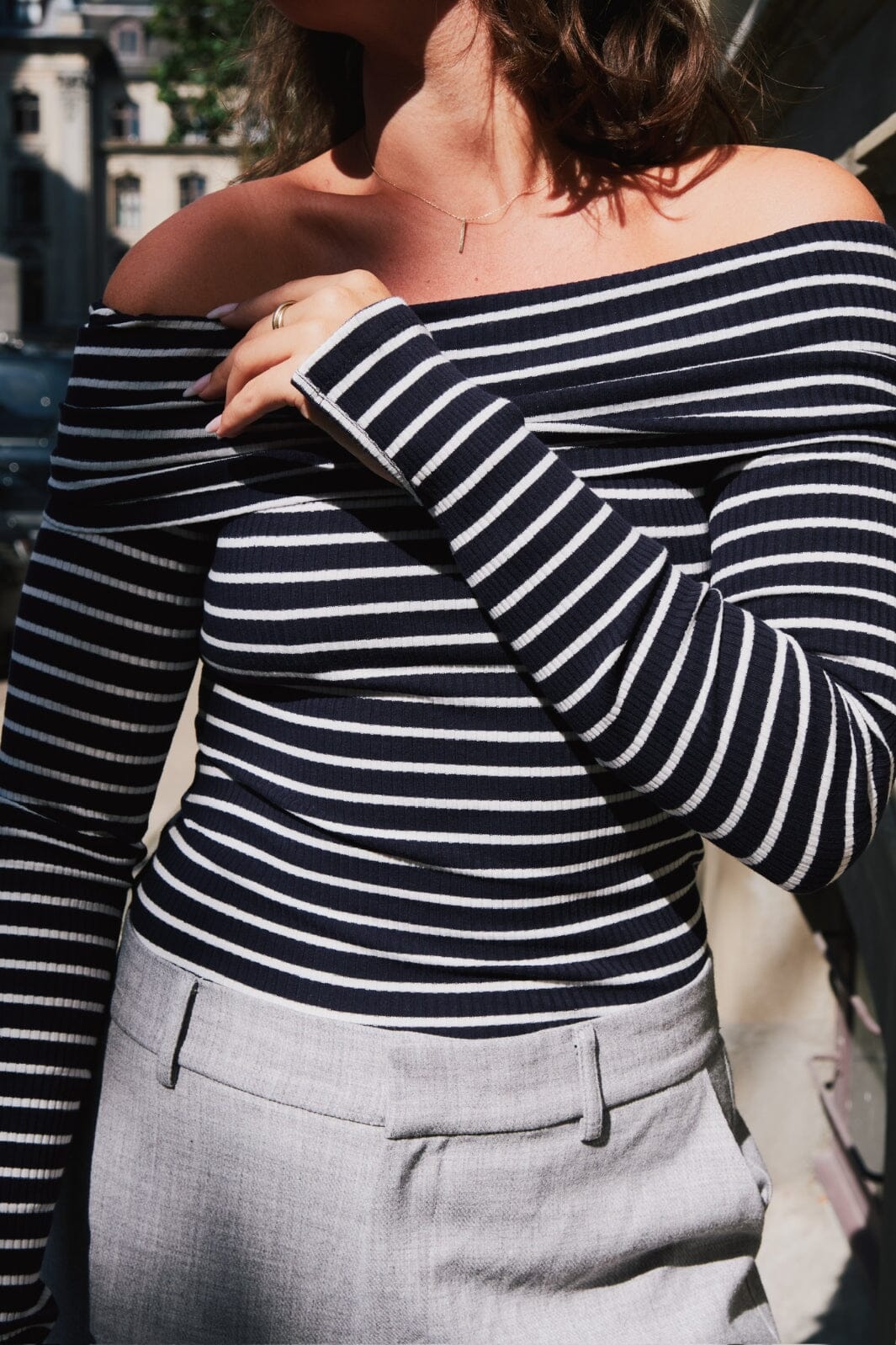 Neo Noir - Lessy Stripe Blouse - Dark Navy