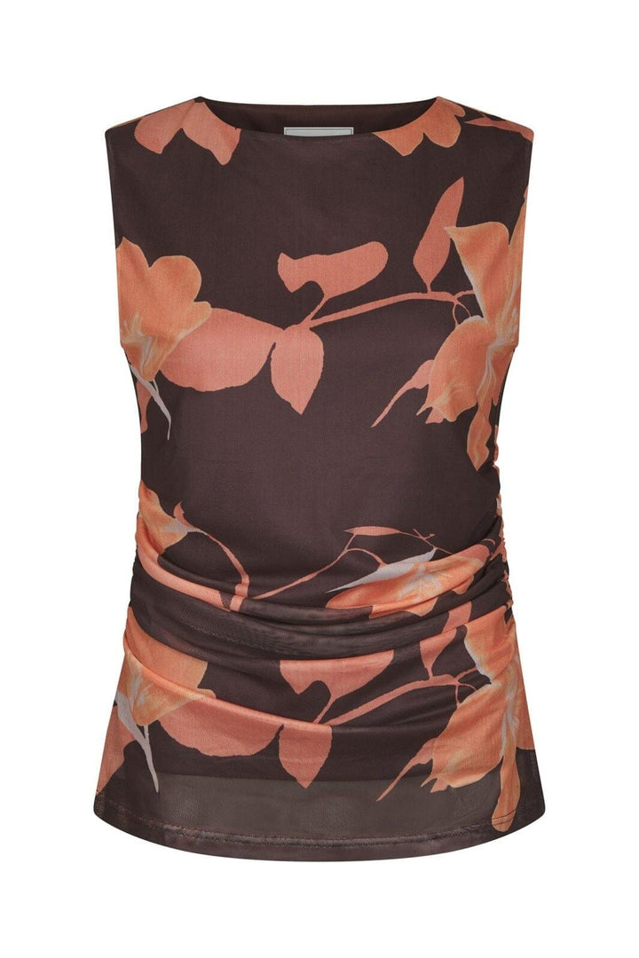 Neo Noir - Liblana Flower Mesh Top 168871 - 210 - Brown