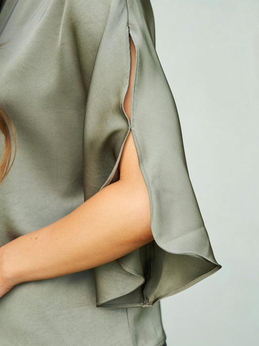 Neo Noir - Liora Heavy Sateen Blouse 165567 - 255 - Cold Army Bluser 