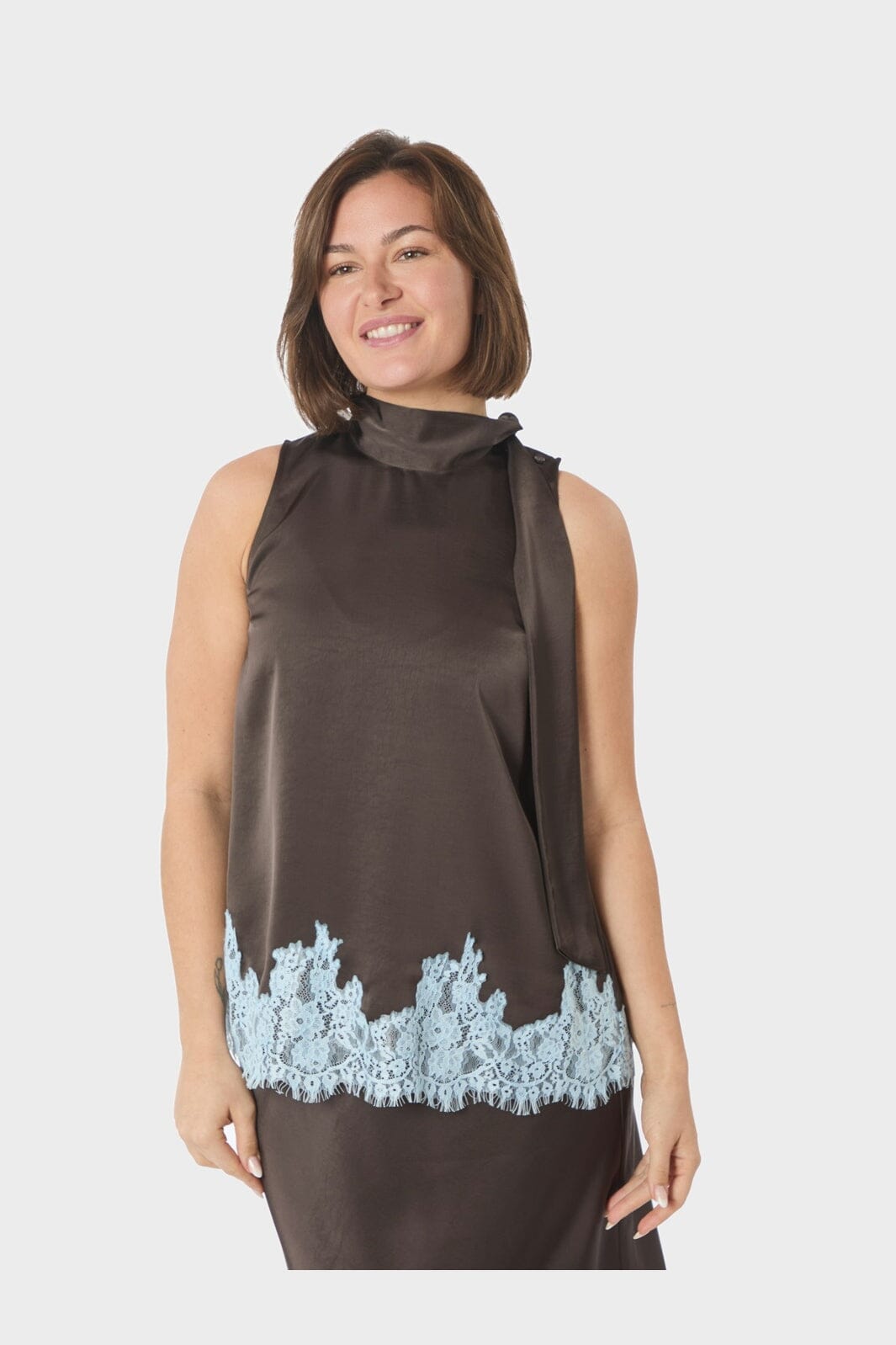 Neo Noir - Lorenz Lace Top 167826 - 676 - Dark Brown