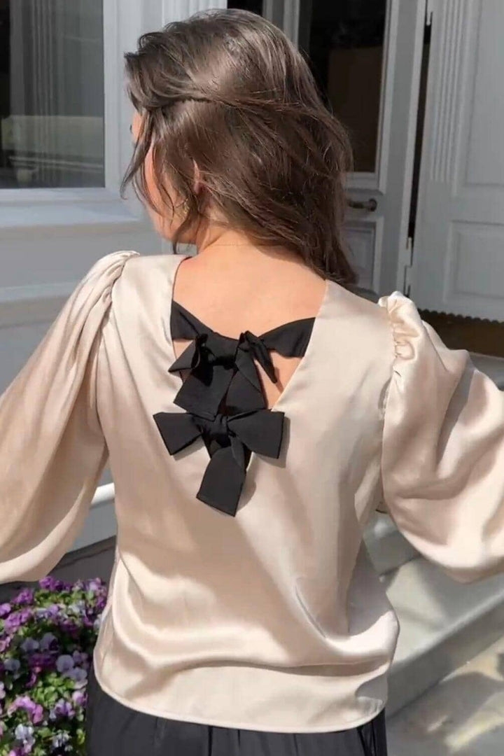 Neo Noir - Lorraine Soft Satin Blouse - Champagne Bluser 