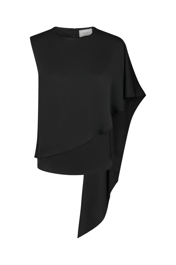Neo Noir - Lunelle Drapy Satin Top 169843 - 100 - Black