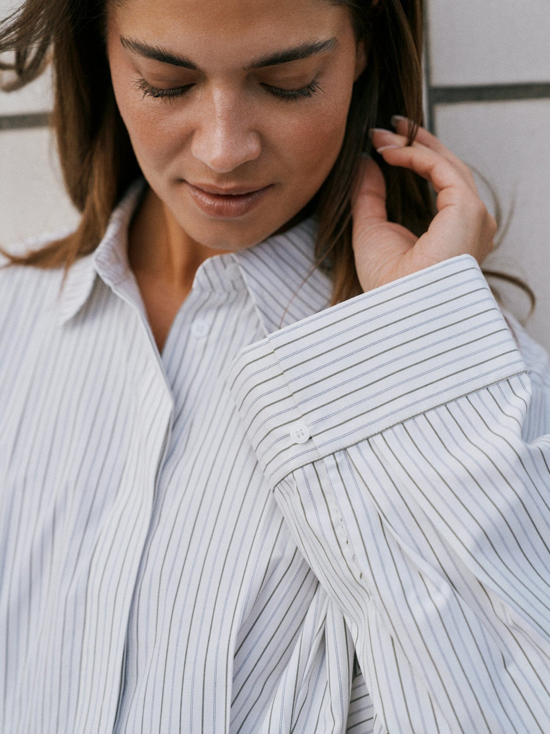 Neo Noir - Lytra Double Stripe Shirt 170120 - 667 - White Stripe Skjorter 