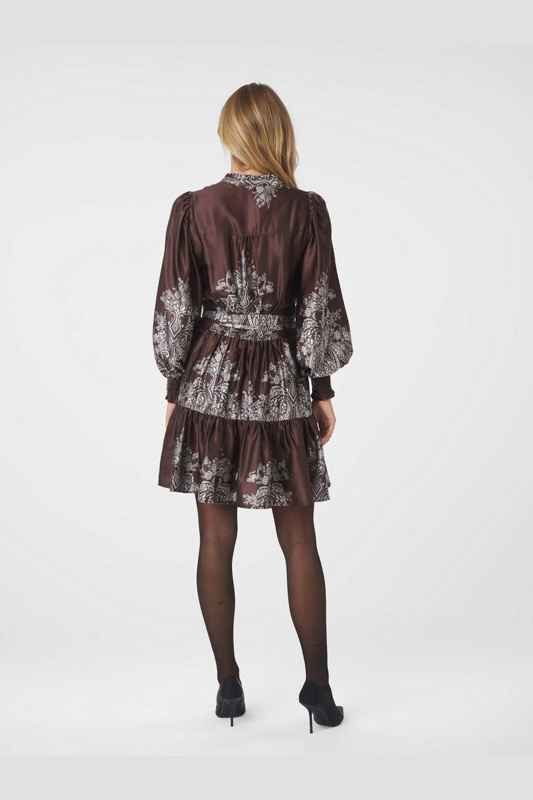 Neo Noir - Malfida Paisley Border Dress 166210 - 676 - Dark Brown