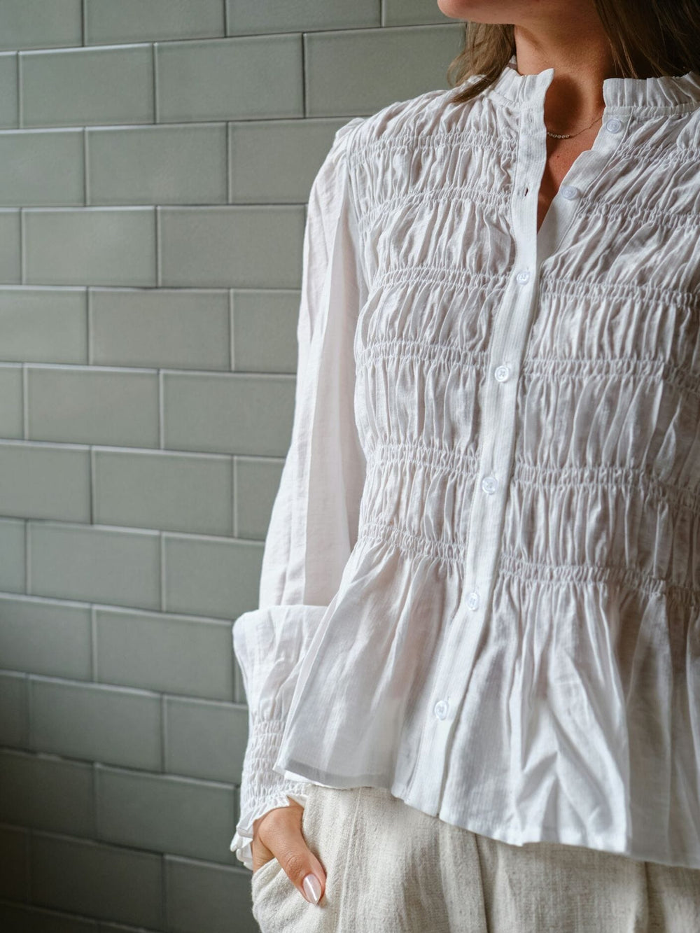 Neo Noir - Mocca Smock Blouse 166155 - 121 - Off White Bluser 