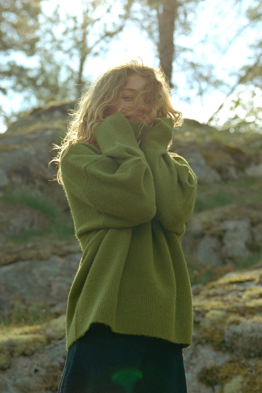 Neo Noir - Naline Knit Blouse 165512 - 340 - Sage Green Strikbluser 