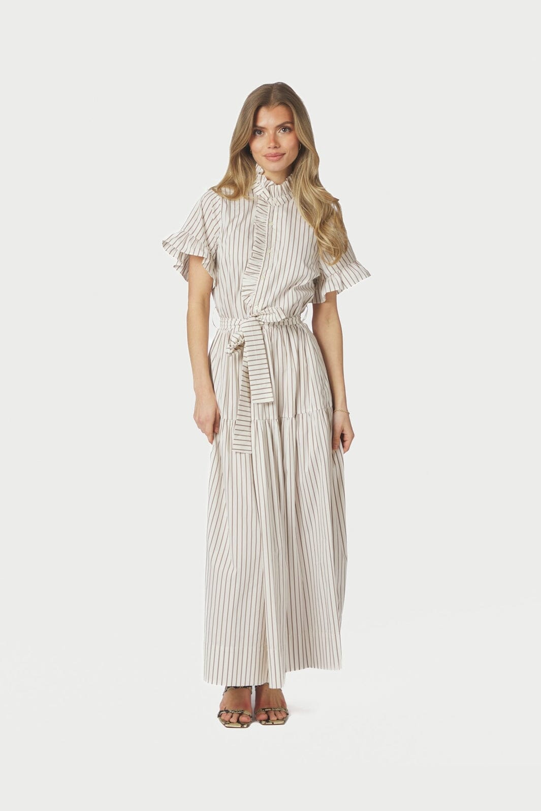 Neo Noir - Nellie Wide Stripe Dress 168228 - 124 - Ivory