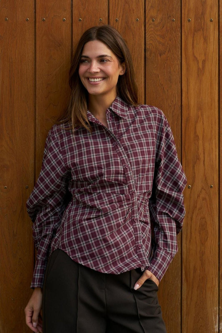 Neo Noir - Neoella Medium Check Shirt 168469 - 182 - Plum Skjorter 