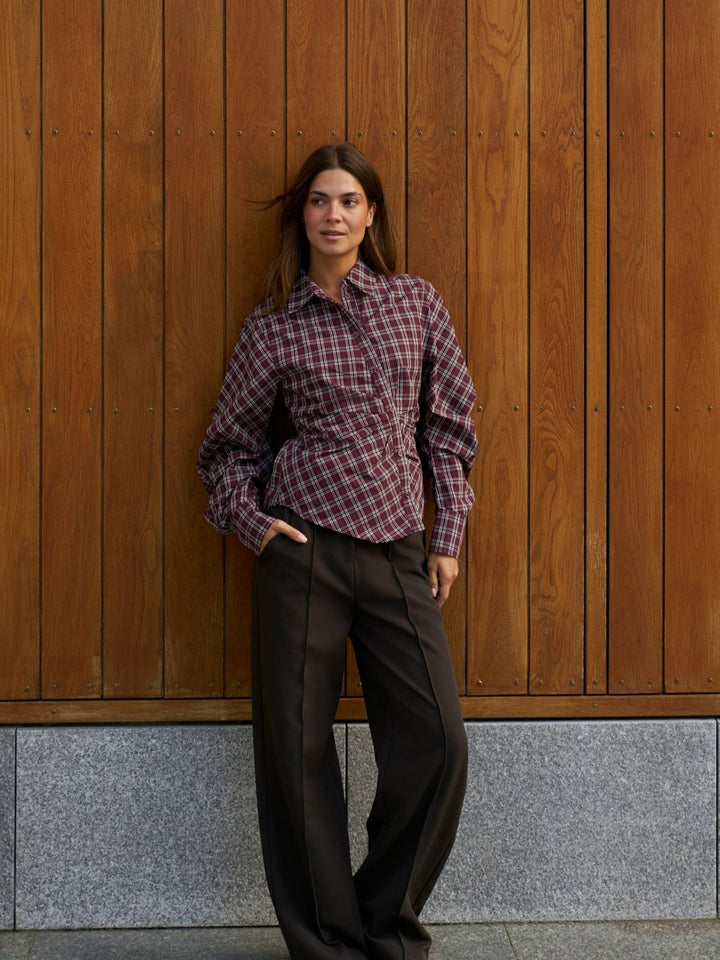 Neo Noir - Neoella Medium Check Shirt 168469 - 182 - Plum Skjorter 