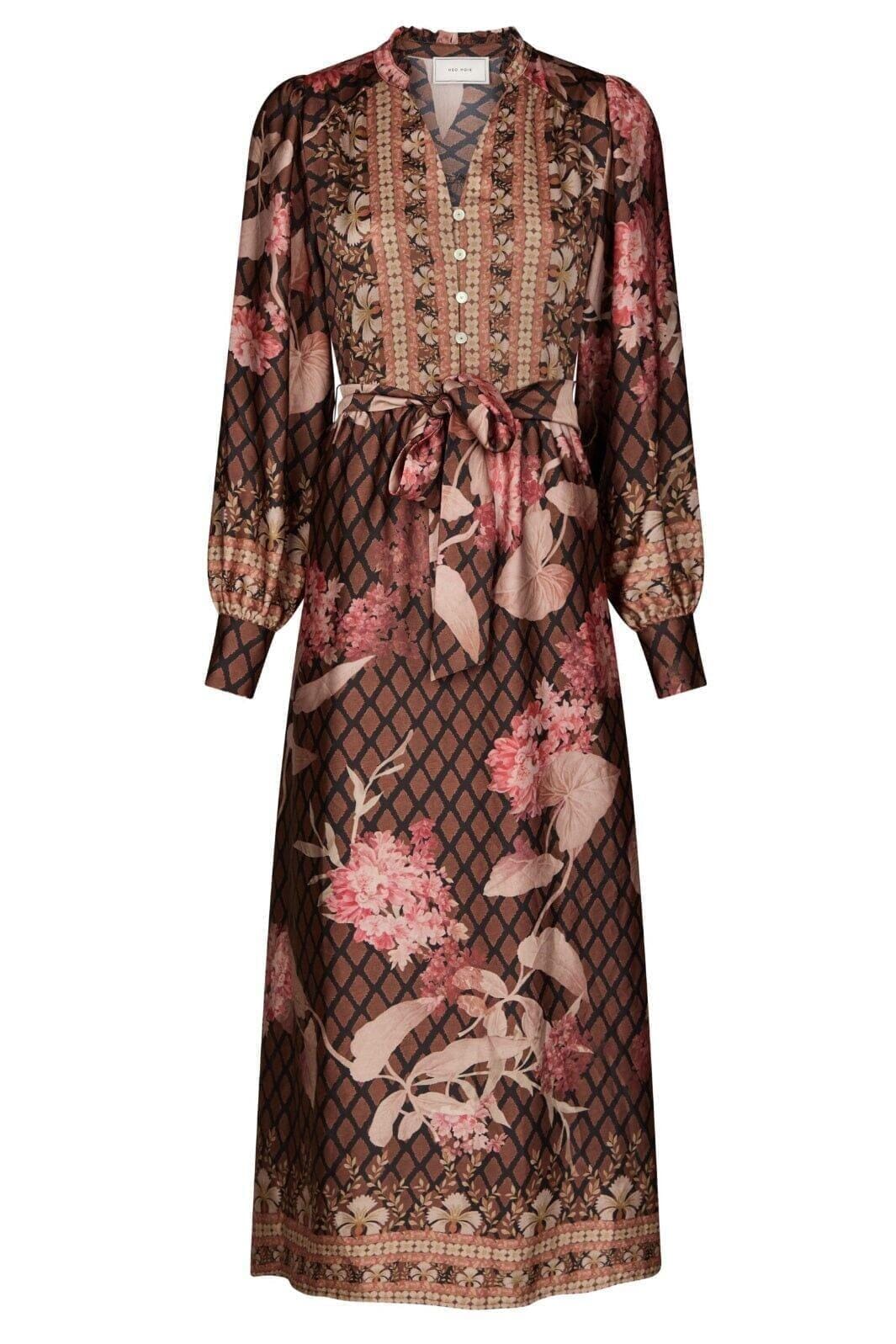 Neo Noir - Nova Botanical Border Dress 167258 - 100 - Black Kjoler 