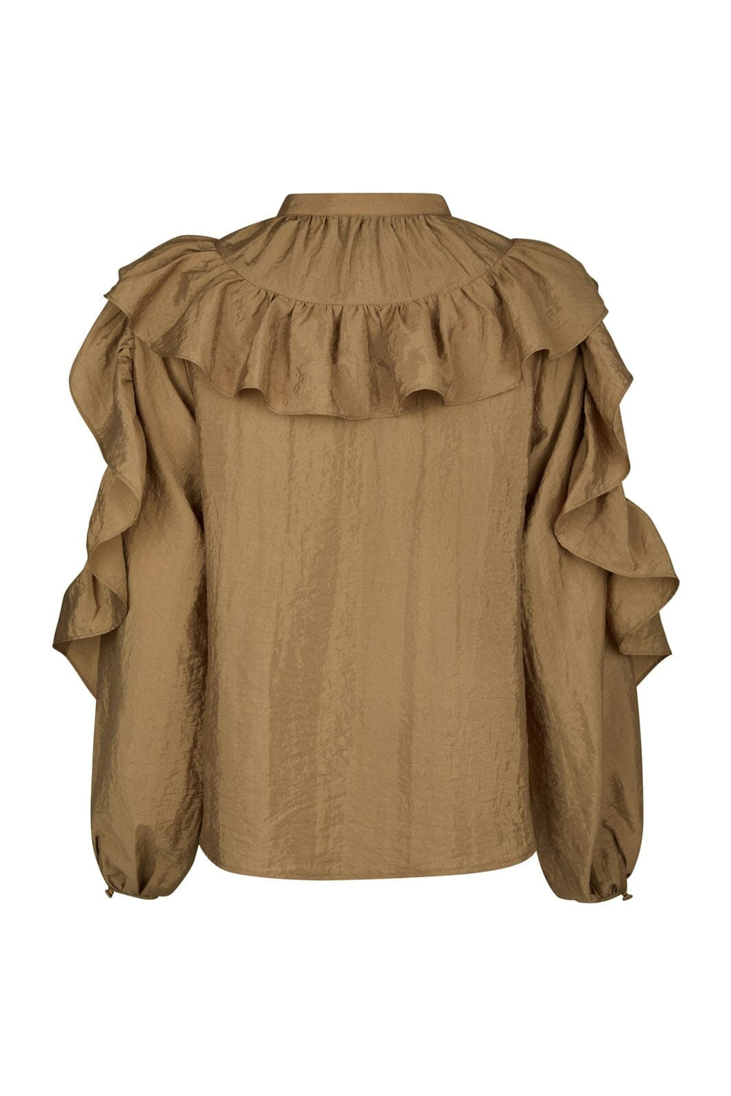 Neo Noir - Nula Flounce Crisp Blouse 167525 - 125 - Dark Sand