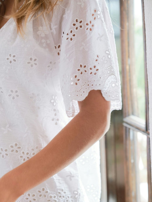 Neo Noir - Odet Embroidery Blouse 165172 - 120 - White Bluser 