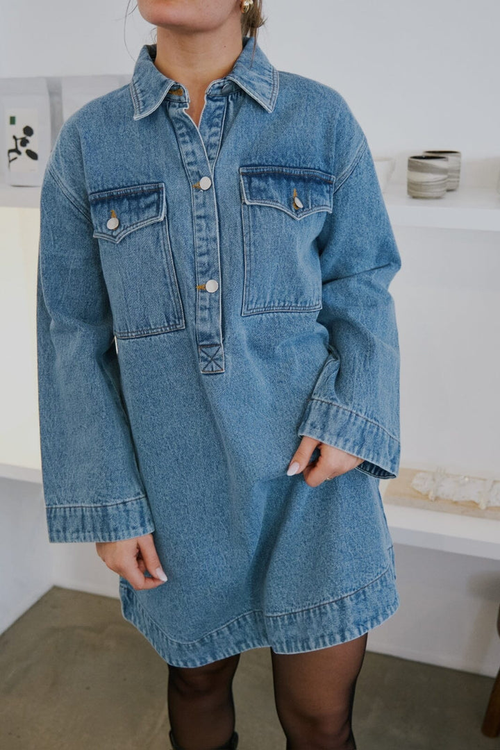 Neo Noir - Paras Denim Dress - Smoke Blue