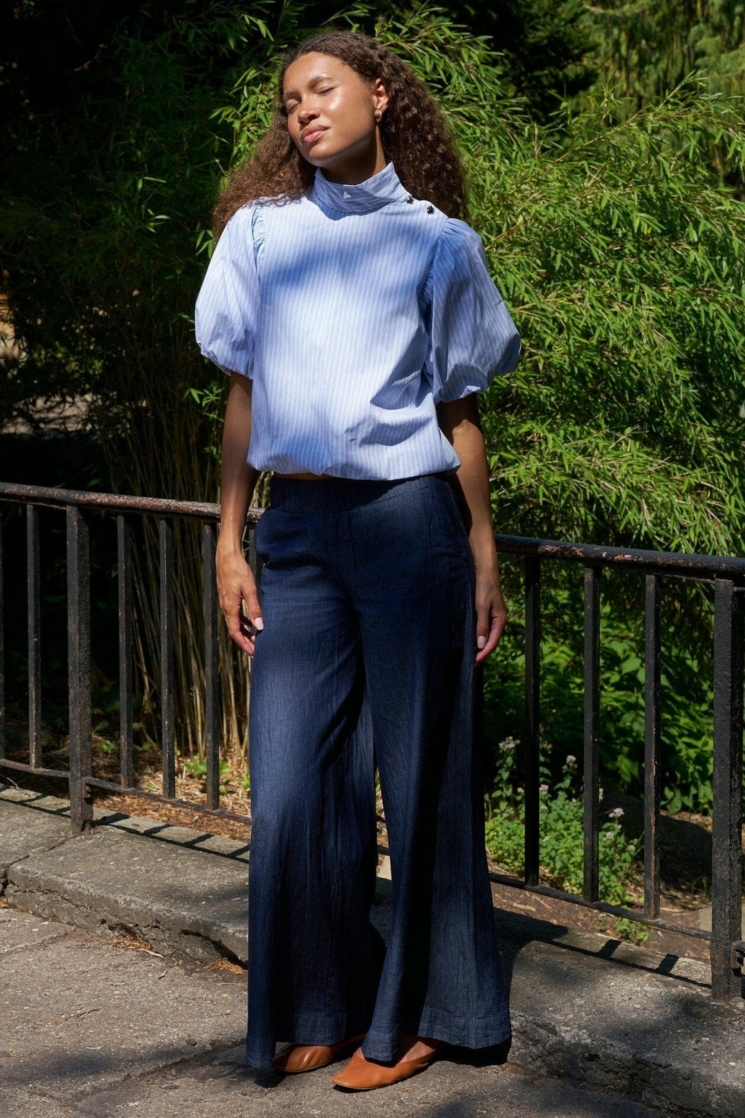 Neo Noir - Parisa Stripe Blouse 169527 - 145 - Light Blue Bluser 